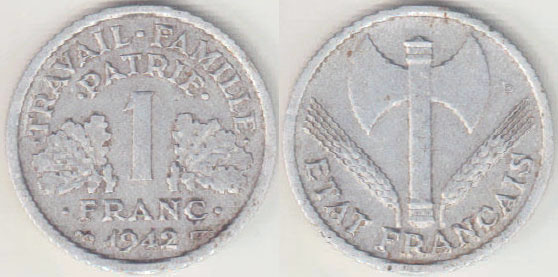 1942 France 1 Franc A008263
